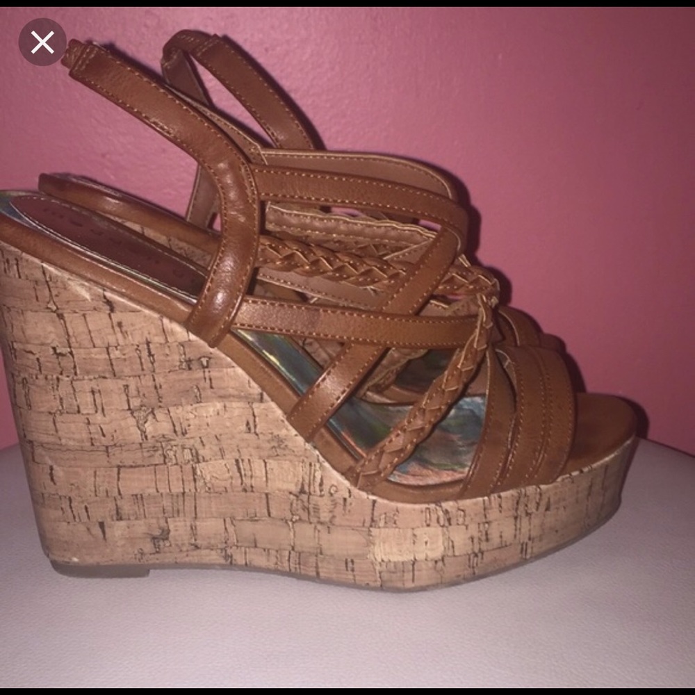 Brown wedge sandals